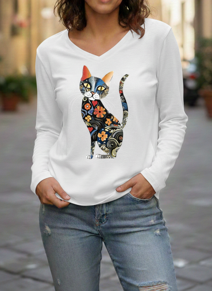 Martina | Maglietta artistica con gatto