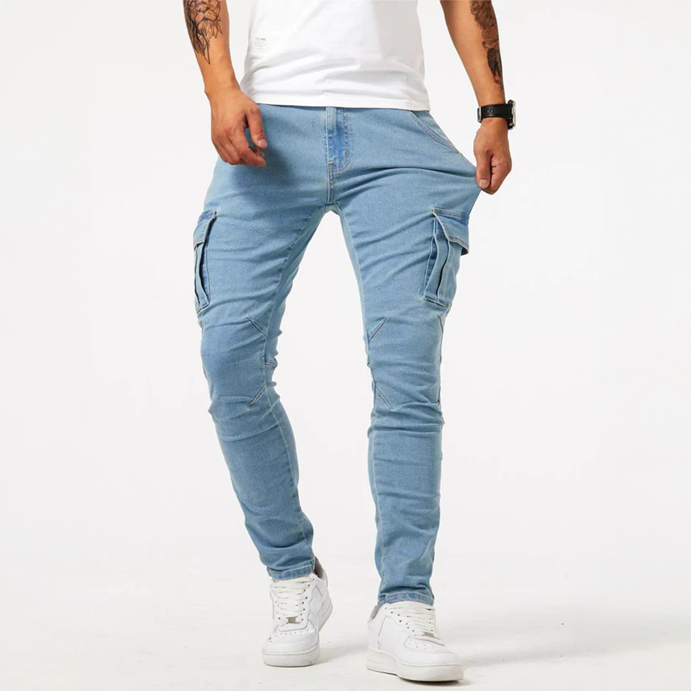 Pantaloni Cargo Stretch Marino