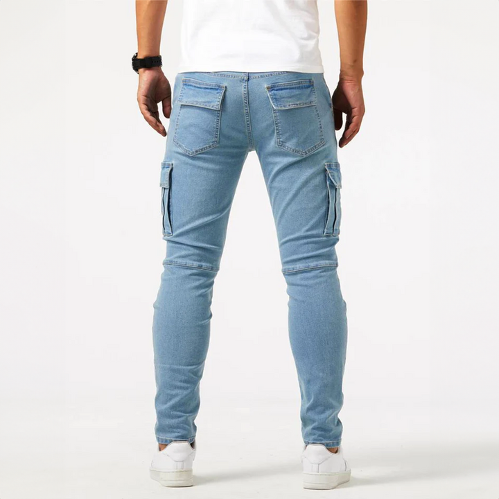 Pantaloni Cargo Stretch Marino