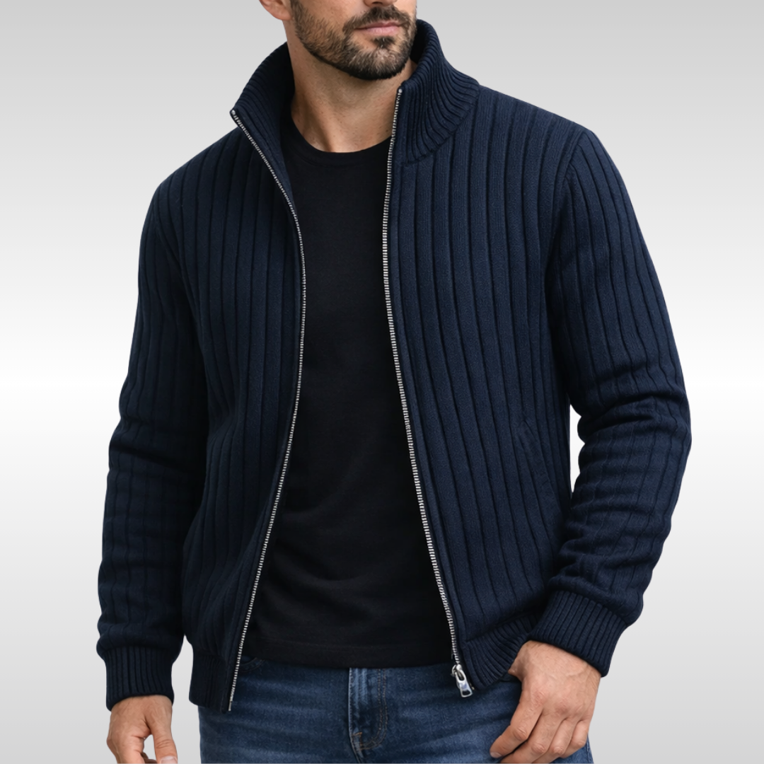 Luigi | Cardigan classico ed elegante con chiusura a zip