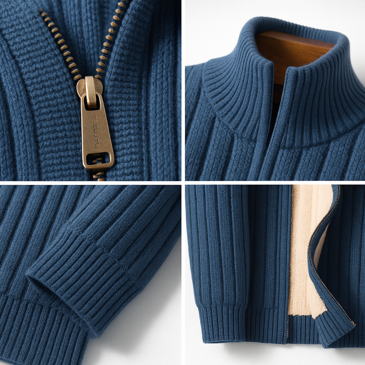 Luigi | Cardigan classico ed elegante con chiusura a zip