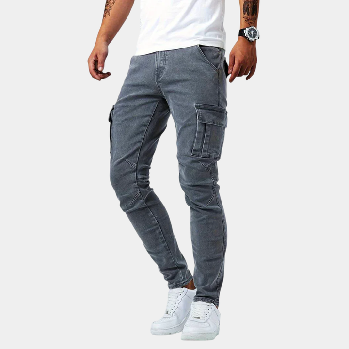 Pantaloni Cargo Stretch Marino