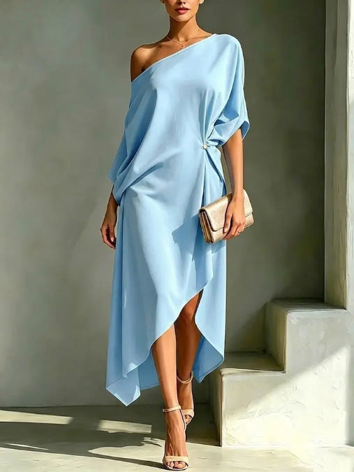 Sienna™ | Elegant Drape Midi Dress