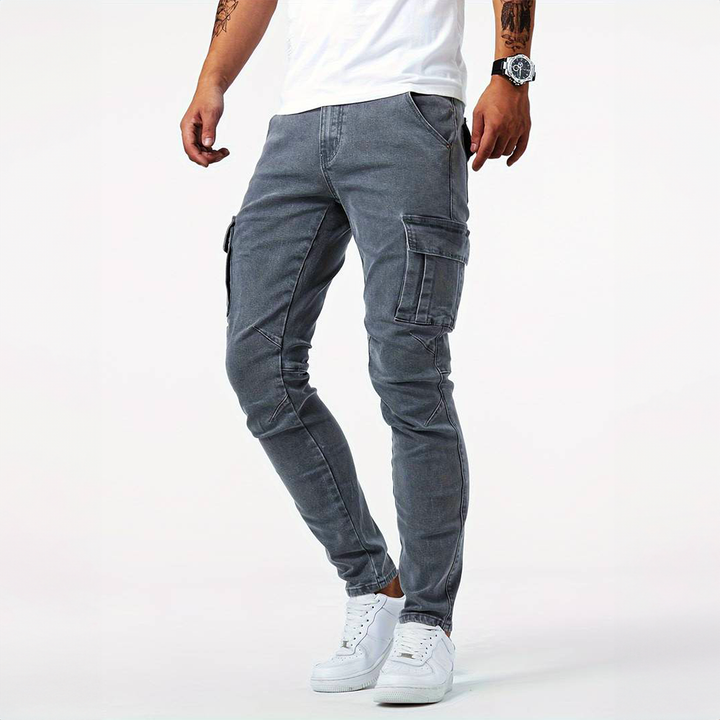 Pantaloni Cargo Stretch Marino