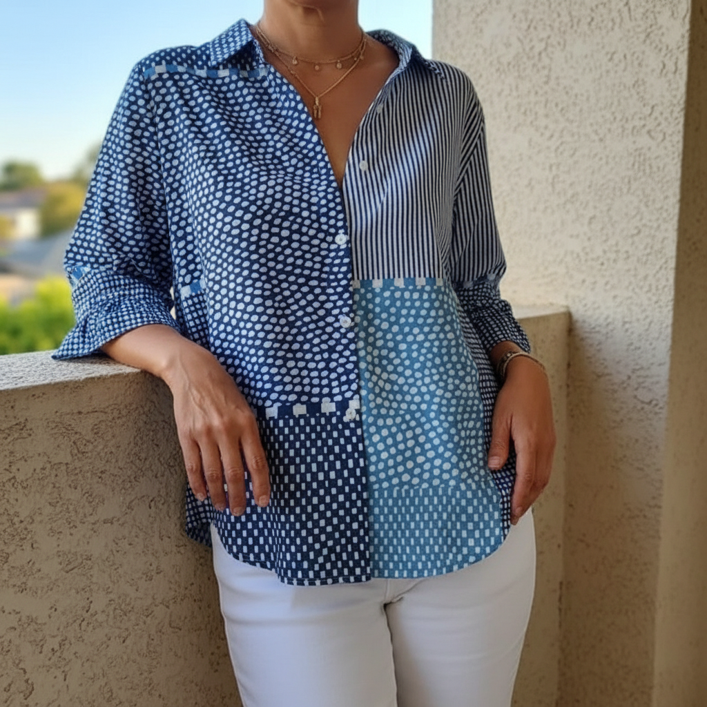 Fiora™ | Blouse Patchwork Océan